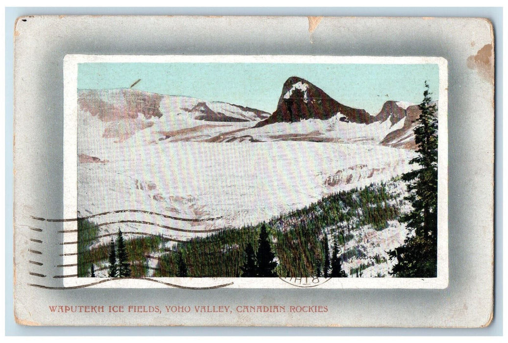 1913 Waputekh Ice Fields Yoho Valley Canadian Rockies BC Canada Postcard