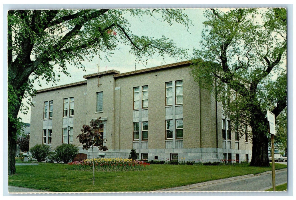 c1960's Hotel De Ville Town Hall Edmundston New Brunswick Canada Postcard