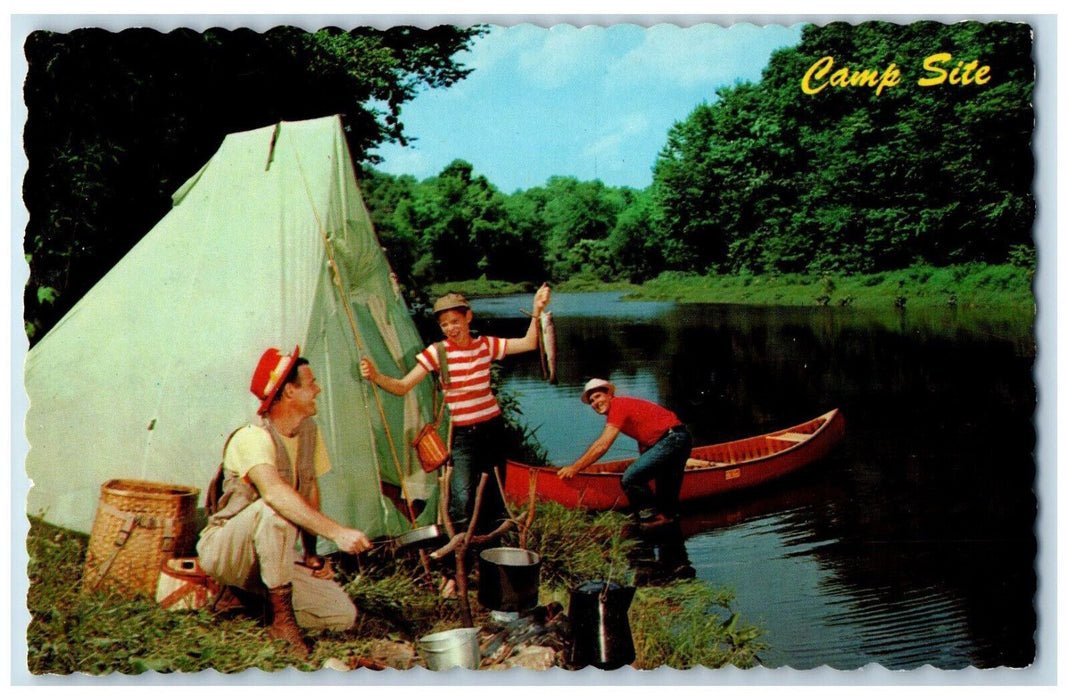 c1960's Camp Site Greetings from Iggy's Lodge Lanark Ontario Canada Postcard