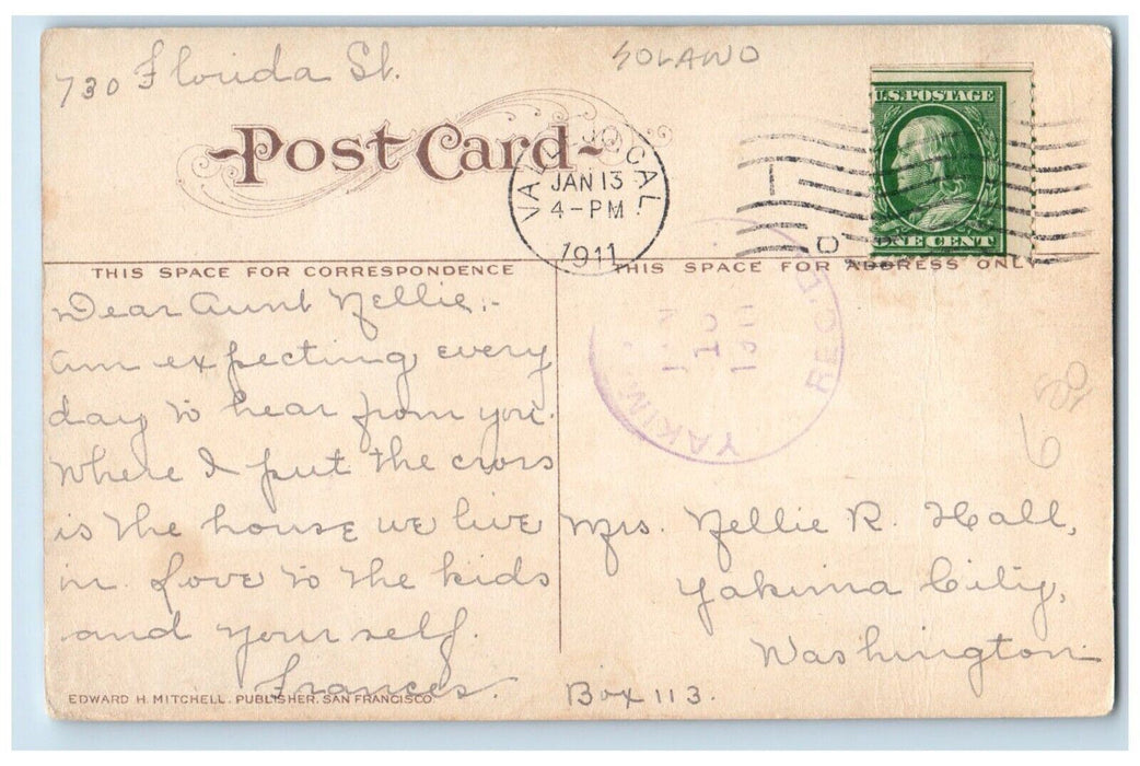 1911 Portion Vallejo Showing Lincoln High School Vallejo California CA Postcard