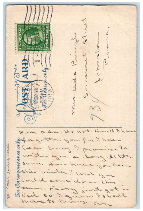 1912 Child Smoking Cigar Ain't He Grand Indiana PA Posted Antique Postcard