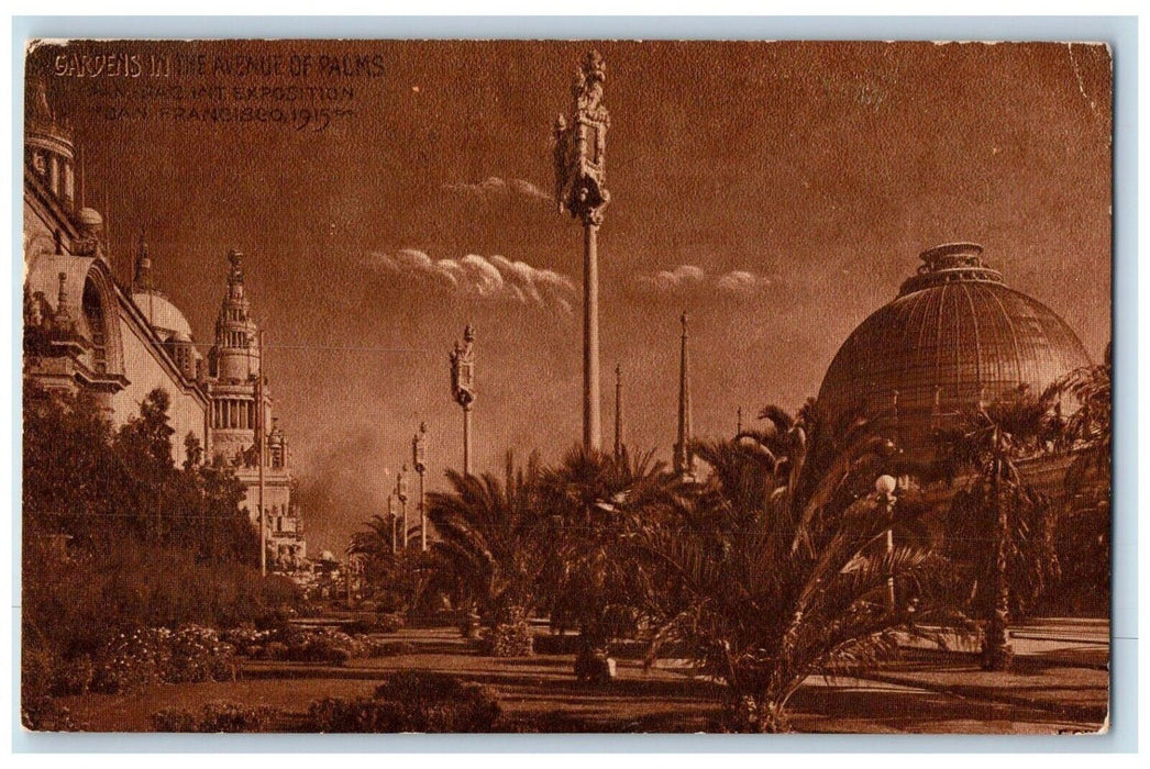1915 Gardens Avenue Palms San Francisco California CA Panama Exposition Postcard