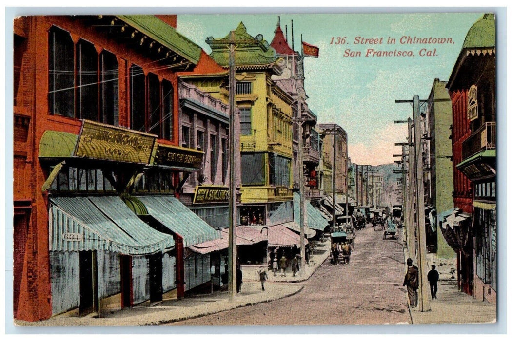 1905 Street Chinatown Horse Carriage Exterior San Francisco California Postcard