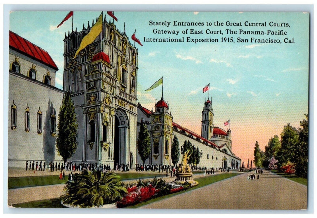 c1910 Stately Entrances Great Central Courts Panama San Francisco CA Postcard