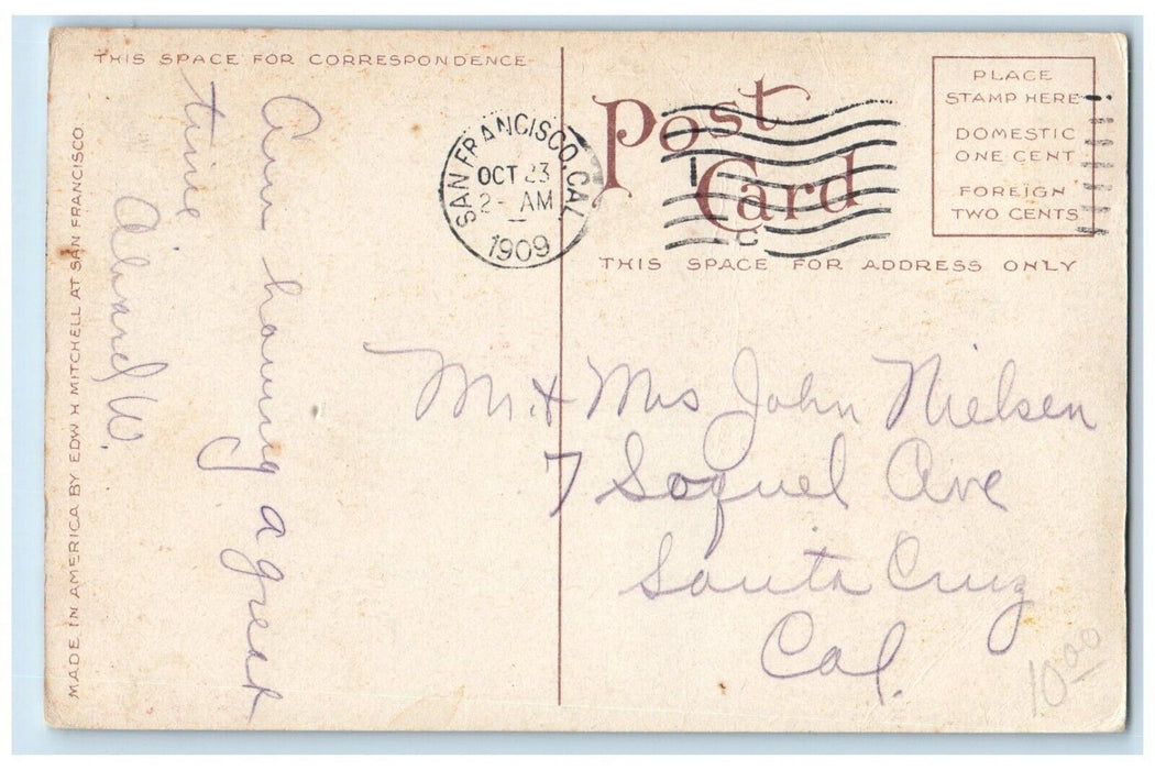1909 Portola Festival Soldier Bear Pennant San Francisco California CA Postcard