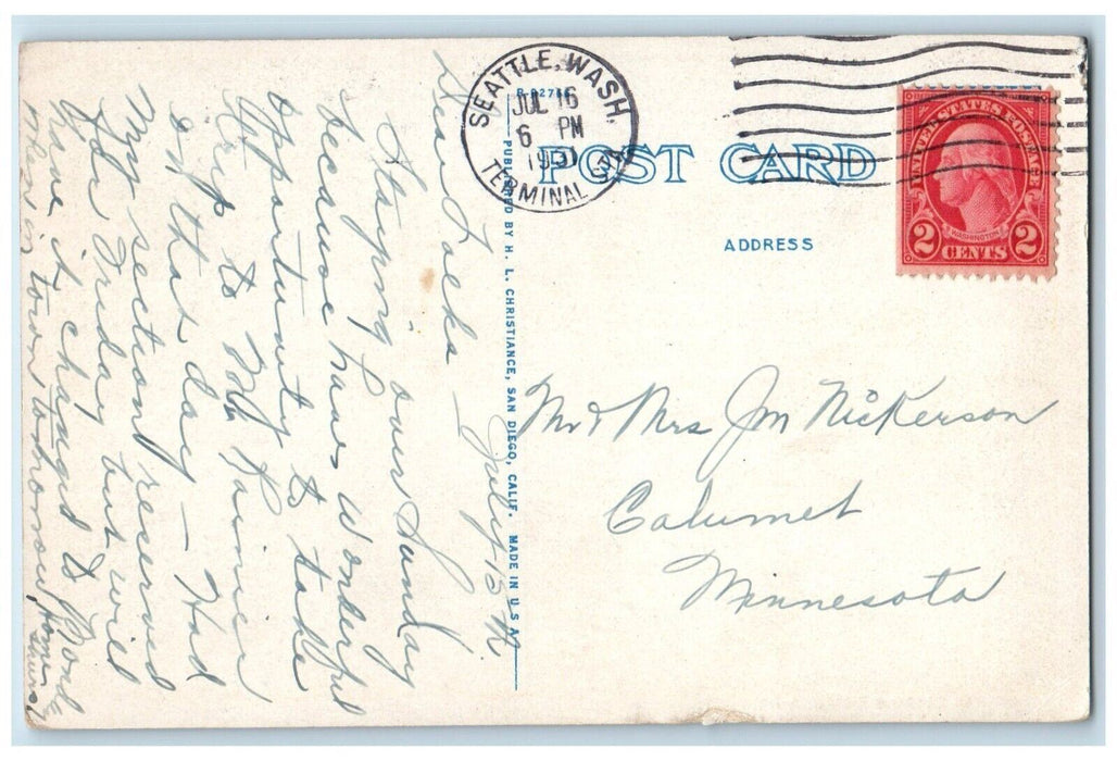 1931 Carriso Gorge Track Skirting Mountain San Diego Arizona Railway CA Postcard