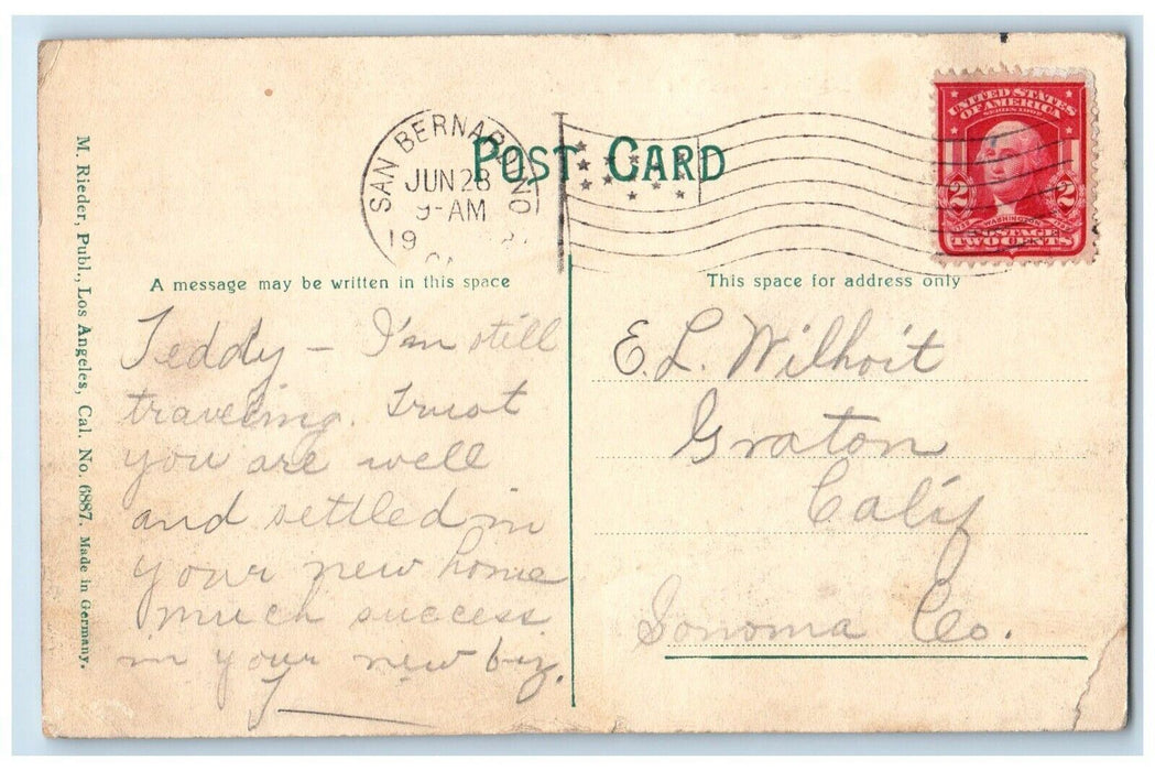 1908 Los Angeles Limited En Route Locomotive Train Rail Salt Lake Utah Postcard