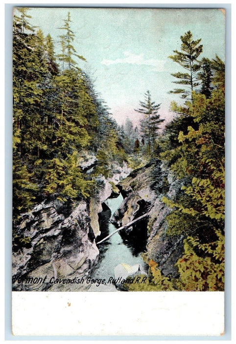 1910 Vermont Cavendish Gorge Rutland Railroad Lake River Cliff Vermont Postcard