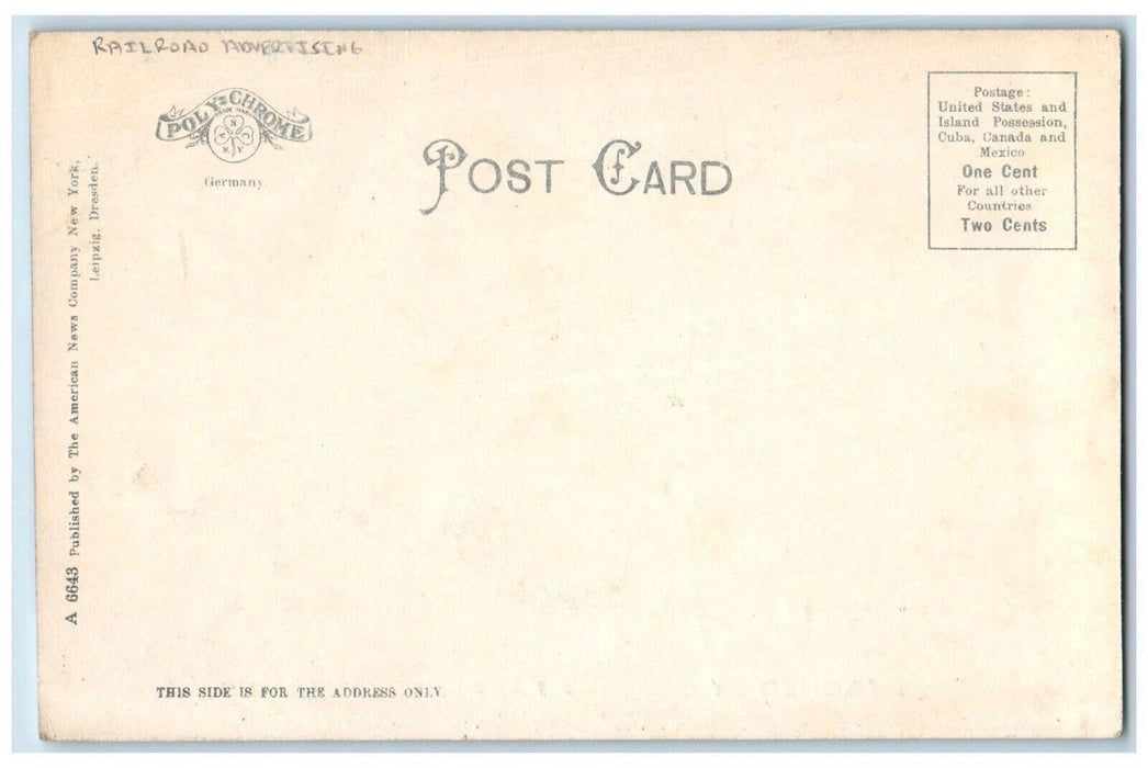 c1905 City Reservoir Fountain Reading Pennsylvania Railroad Advertising Postcard