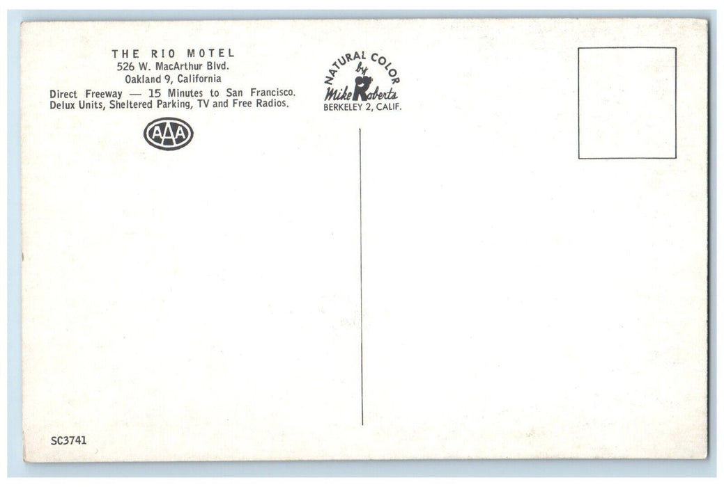 1960 The Rio Motel MacArthur Boulevard Exterior Oakland California CA Postcard