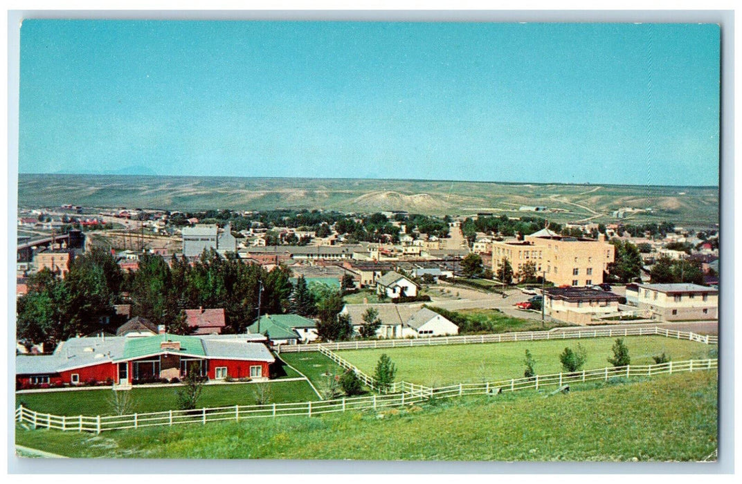 1962 Transportation Center of Northern Montana Panorama of Shelby MT Postcard