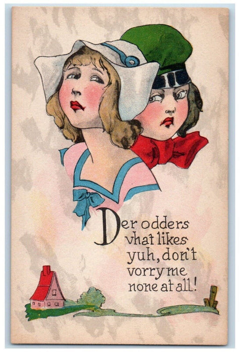 c1910's Dutch Kids Humor Fighting House Unposted Antique Postcard