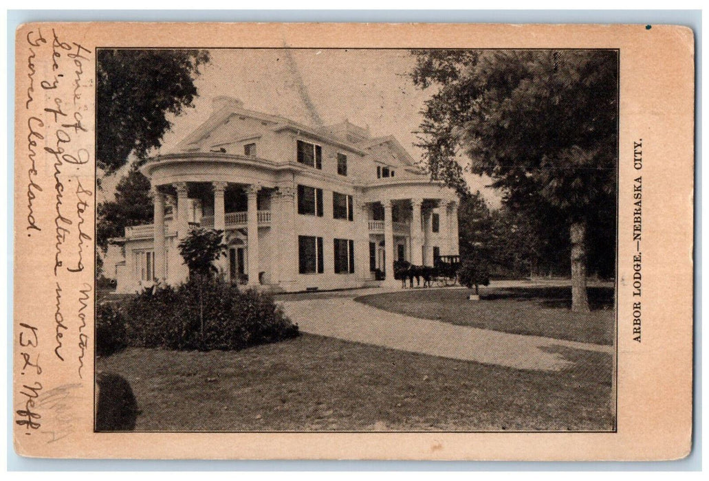 1905 Scene of Arbor Lodge Nebraska City NE Souvenir of Nebraska City Postcard