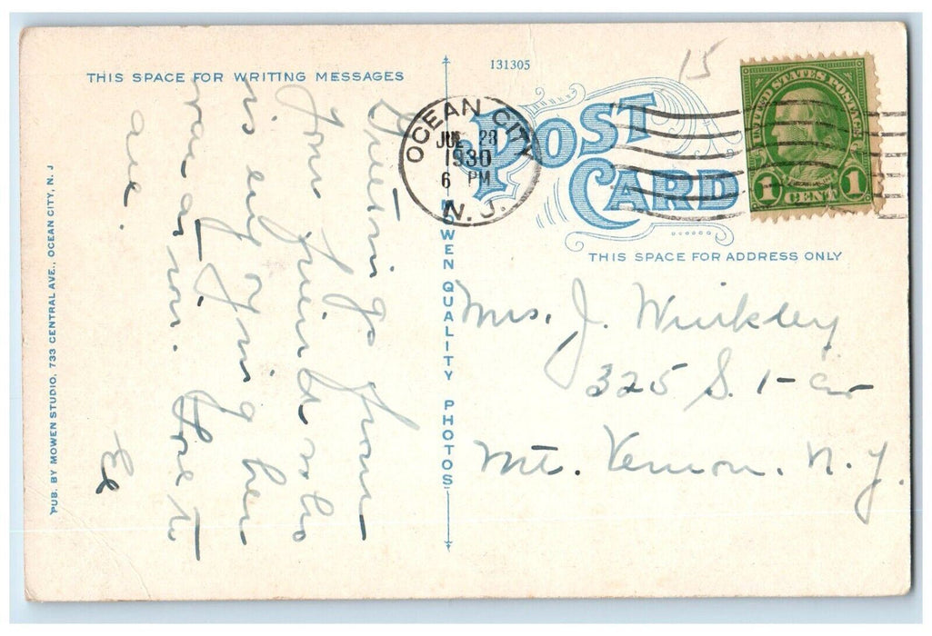 1930 Motor Boating On Great Egg Harbor Bay Ocean City New Jersey NJ Postcard