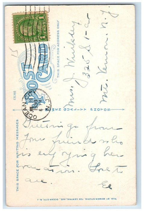 1930 Motor Boating On Great Egg Harbor Bay Ocean City New Jersey NJ Postcard