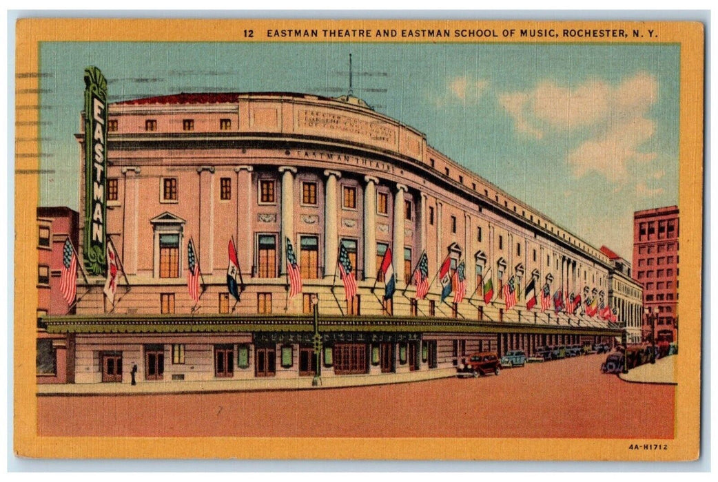 1953 Eastman Theater And Eastman School Of Music Cars Rochester NY Postcard