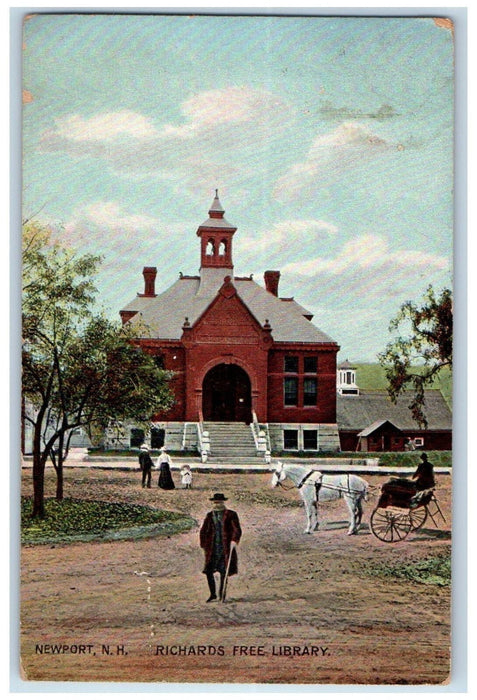 1910 Richards Free Library Newport New Hampshire NH Antique Postcard
