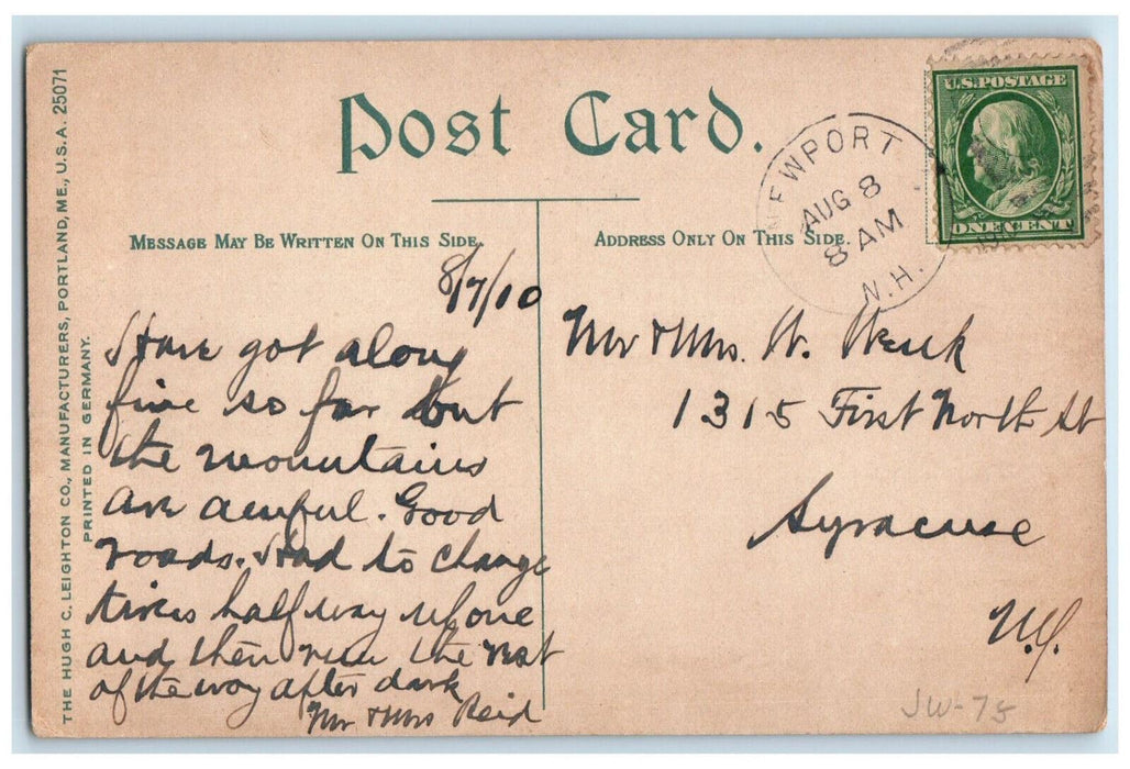 1910 Richards Free Library Newport New Hampshire NH Antique Postcard