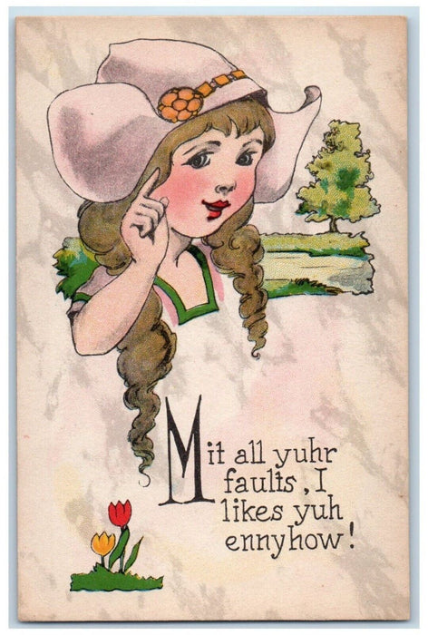 Dutch Girl Braided Hair Mit All Yuhr Faults Likes Yuh Ennyhow Humor Postcard