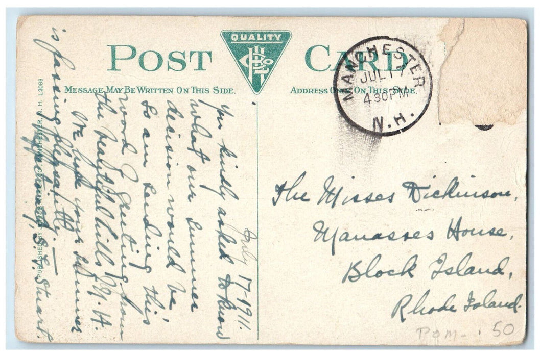 1911 View Shows Uncanoonuc Mountain Incline Railroad Manchester NH Postcard