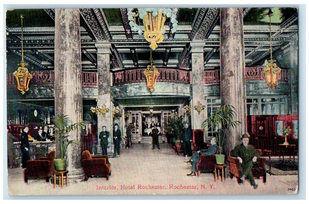 1909 Rochester NY, Interior Hotel Rochester Posted Antique Postcard