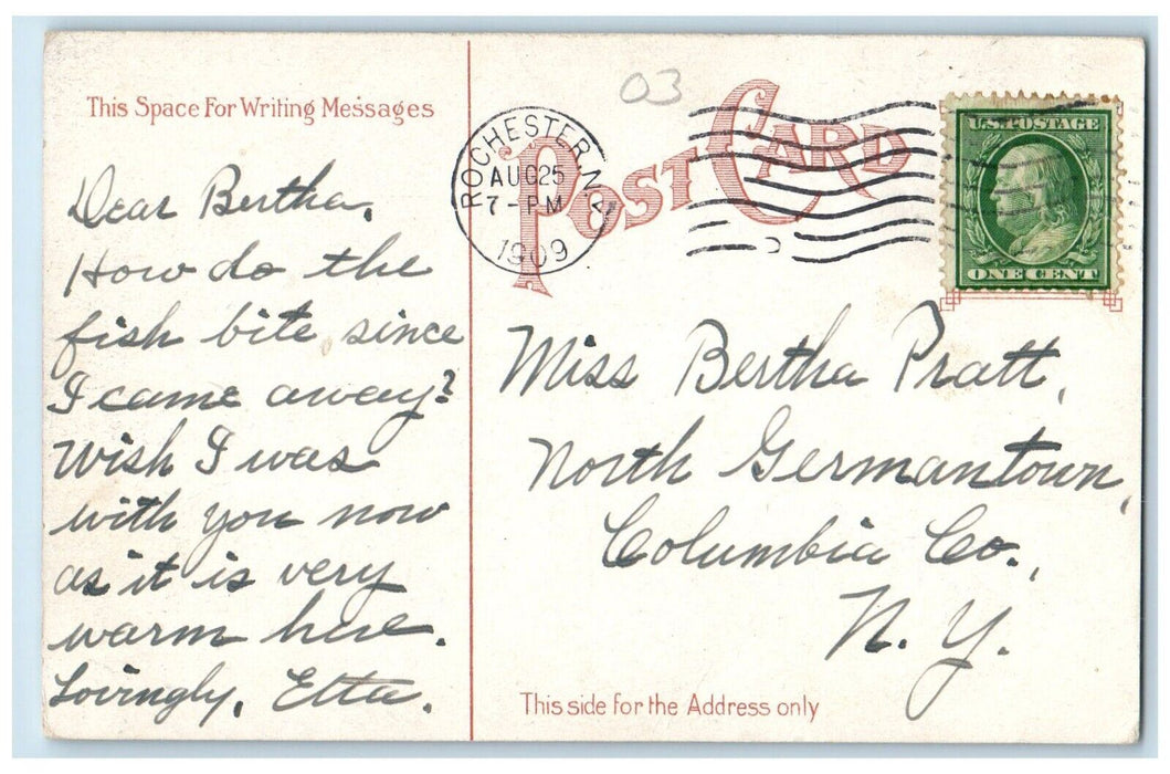 1909 Rochester NY, Interior Hotel Rochester Posted Antique Postcard
