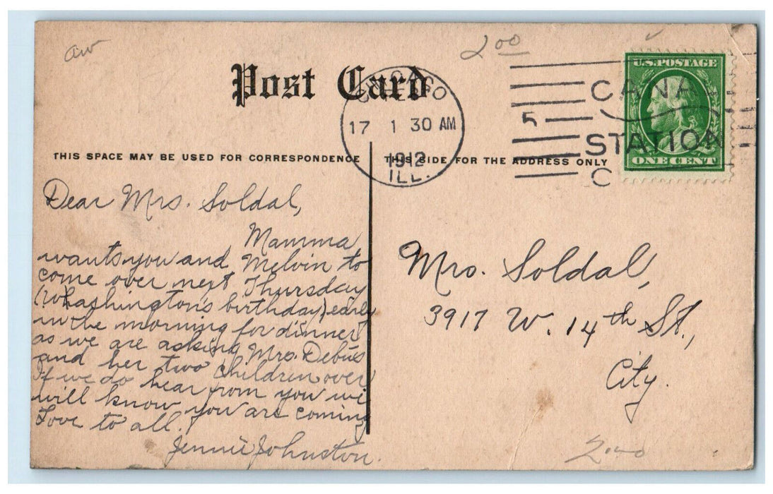 1912 First Baptist Church Austin Chicago Illinois IL Antique Posted Postcard