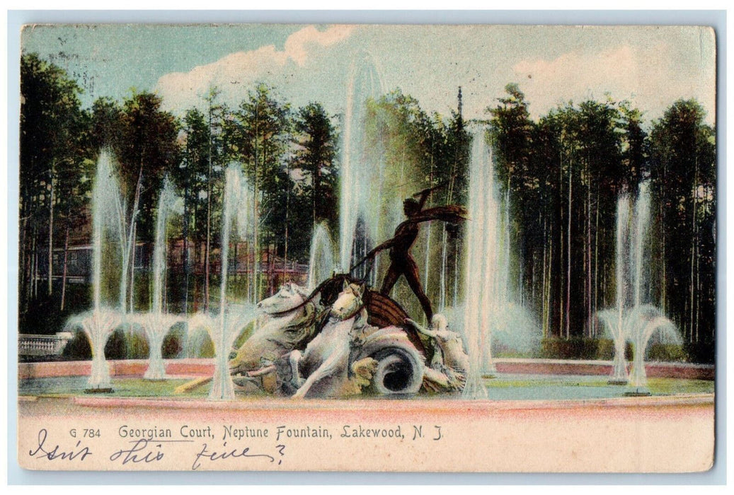 c1905 Georgian Court Neptune Fountain Lakewood New Jersey NJ Postcard