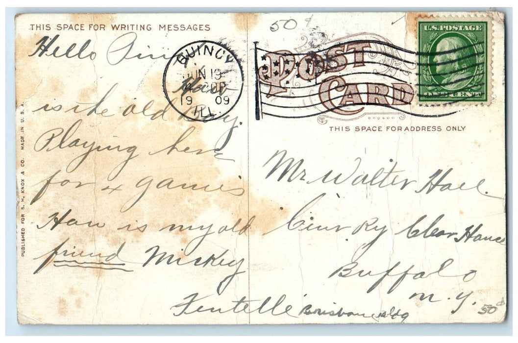 1909 Twin Lakes South Park Quincy Illinois IL Antique Posted Postcard