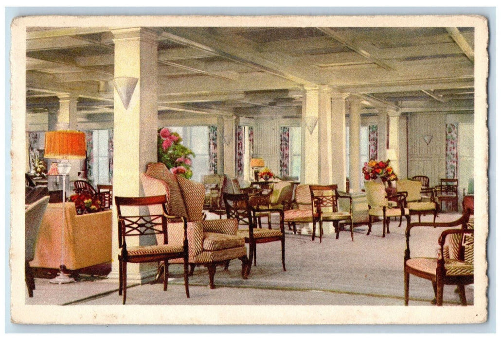c1940's Interior Mountain View House Lobby Whitefield New Hampshire NH Postcard