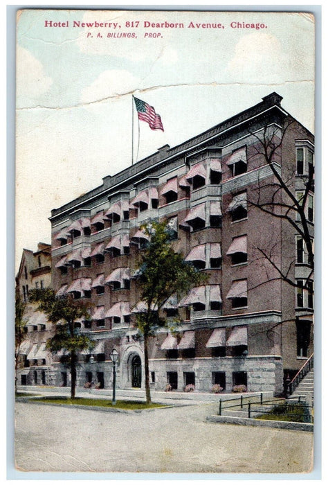 c1910 Hotel Newberry Dearborn Avenue Chicago Illinois IL Antique Postcard