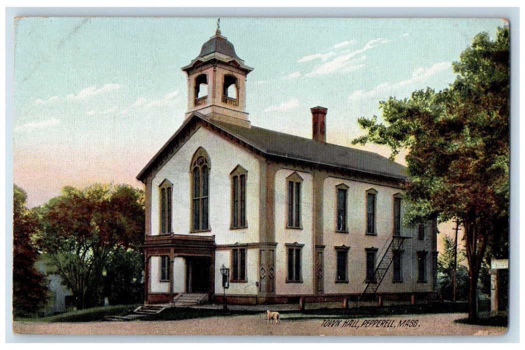 c1910 Entrance to Town Hall Pepperell Massachusetts MA Rotograph Co Postcard