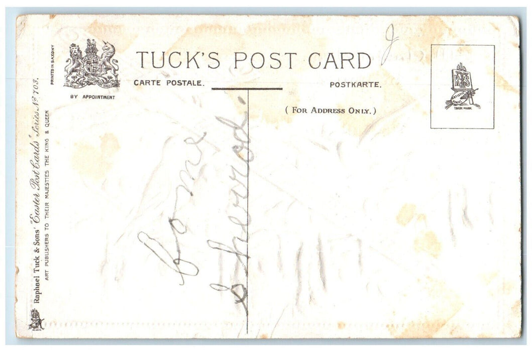 c1910's Easter Silver Cross Dove Cattails Embossed Antique Tuck's Postcard