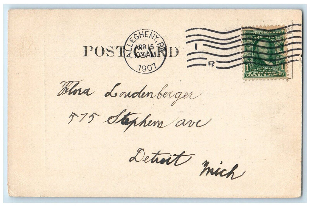 1907 Scene In Allegheny PA, During The Flood Boat Baby Carriage Antique Postcard