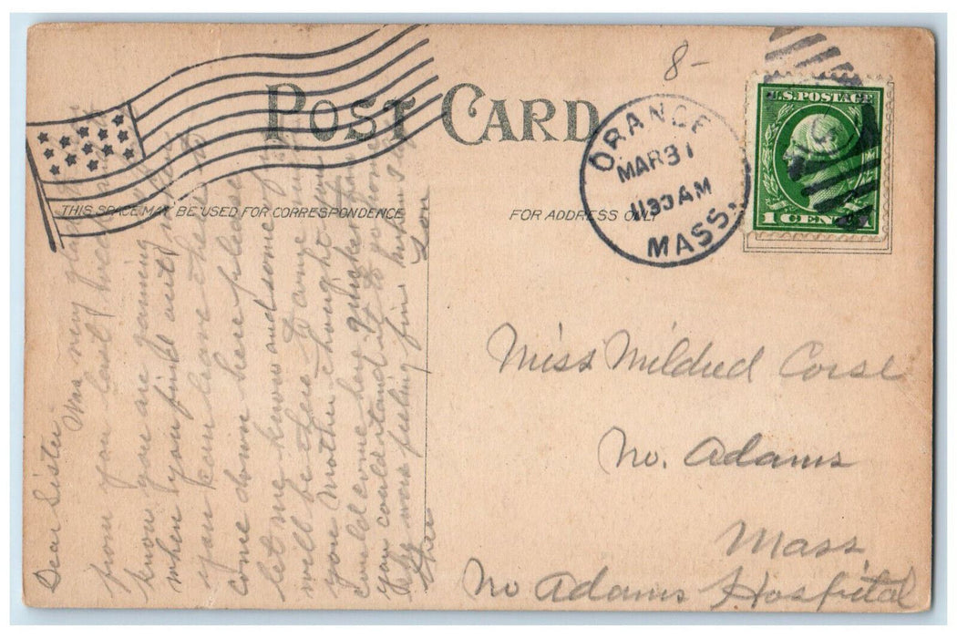c1910 Looking Up Miller's River Orange Massachusetts MA Posted Postcard