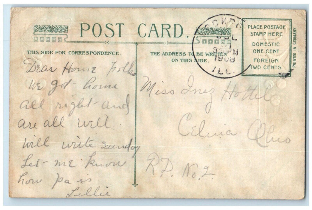 1908 Easter Wishes Rabbit Hatched Egg Chicks Winsch Back Embossed Postcard