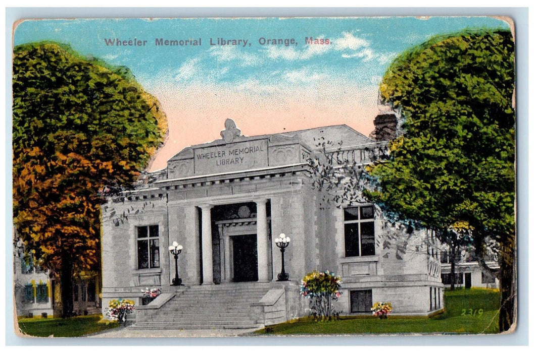 c1910 Wheeler Memorial Library Orange Massachusetts MA Antique Postcard