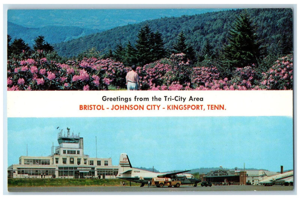 c1960's Greetings from Tri-City Area Bristol Johnson City Kingsport TN Postcard