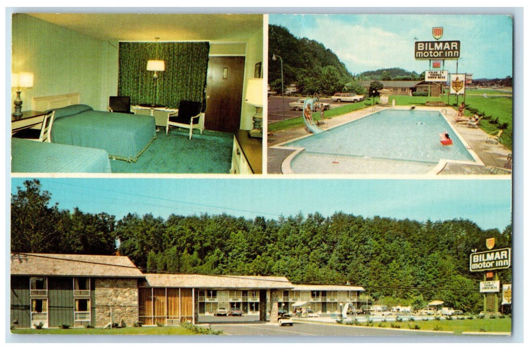 c1950's Bilmar Motor Inn Pool Bed Multiview Pigeon Forge Tennessee TN Postcard