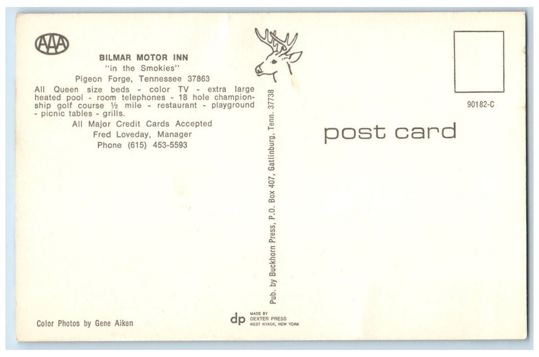 c1950's Bilmar Motor Inn Pool Bed Multiview Pigeon Forge Tennessee TN Postcard