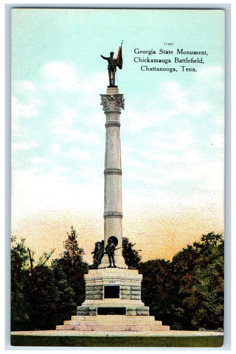 c1910 Georgia State Monument Chickamauga Battlefield Chattanooga TN Postcard