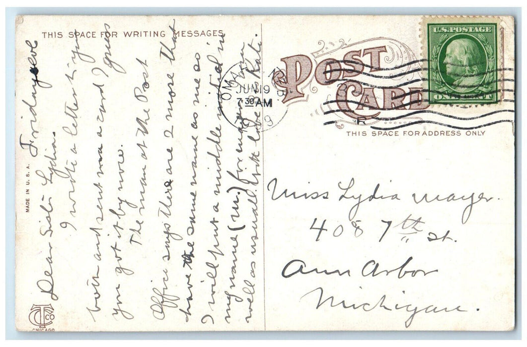 1909 Hotel Loyal Building Stores Street View Omaha Nebraska NE Antique Postcard