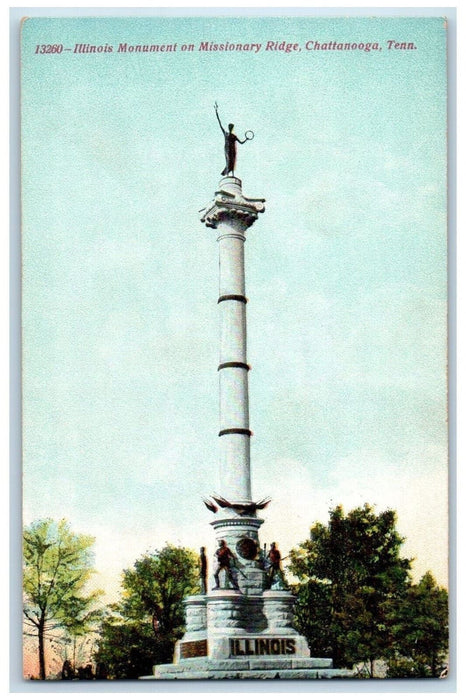 c1910 Illinois Monument on Missionary Ridge Chattanooga Tennessee TN Postcard