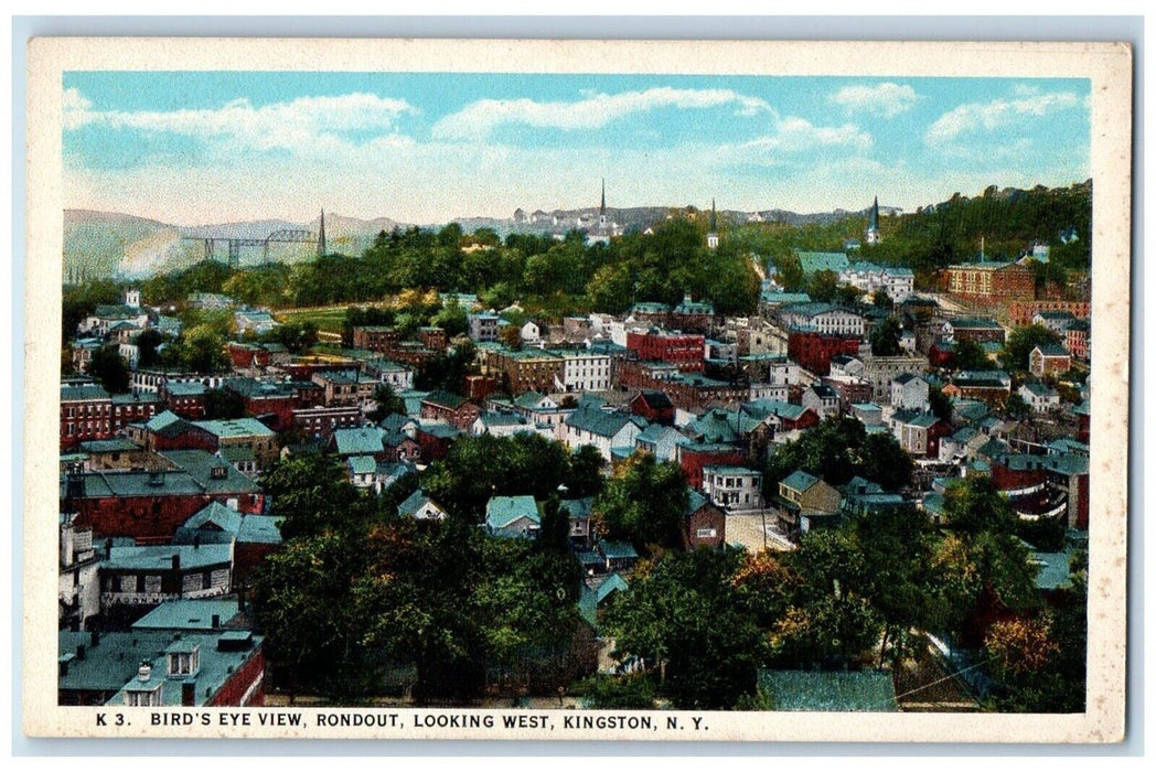 c1930's Bird's Eye View Rondout Looking West Kingston New York NY Postcard