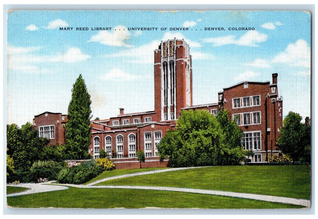 c1940 Mary Reed Library University Of Denver Exterior Denver Colorado Postcard