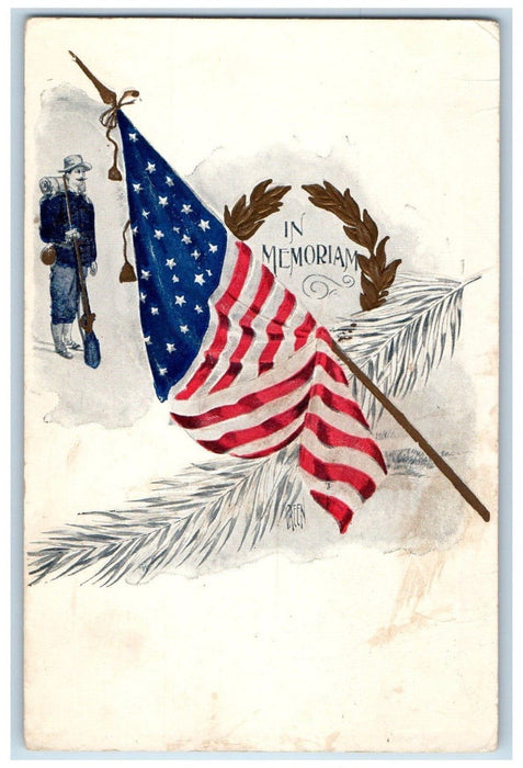c1910's In Memoriam Gar Civil War Patriotic Embossed Unposted Antique Postcard