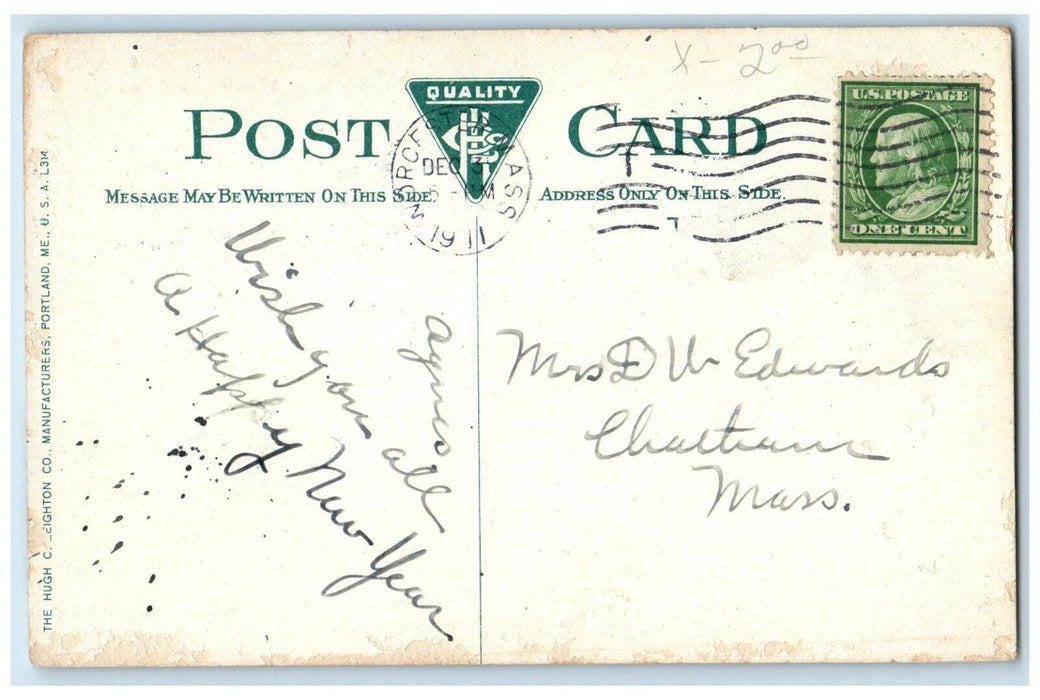 1911 Front Street View From Main Trolly Worcester Massachusetts MA Postcard