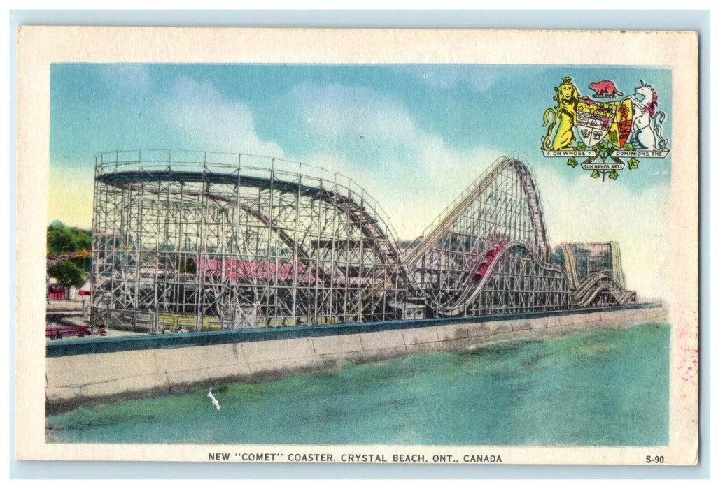 New Comet Coaster Crystal Beach Ontario Canada Unposted Vintage Postcard