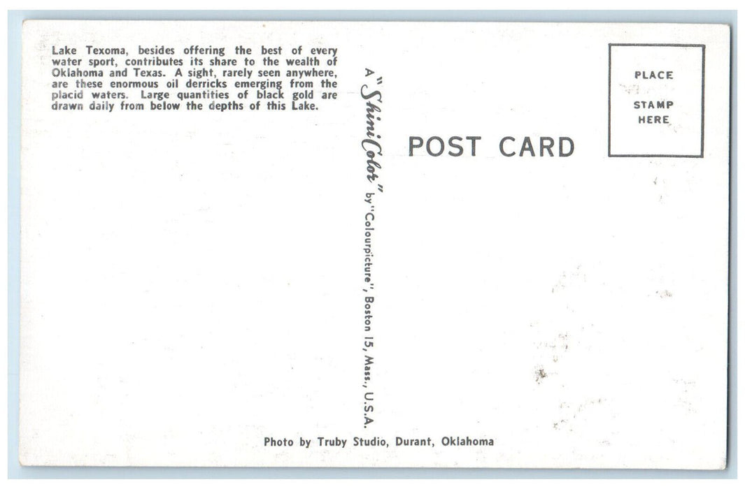 c1950's Oil Wells Derricks in Lake Texoma Texas and Oklahoma OK Vintage Postcard