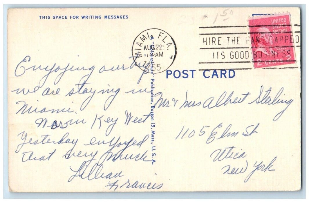 1955 Air View Indian Creek Exterior Building River Miami Beach Florida Postcard
